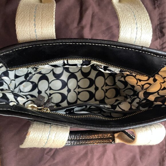 Coach Hampton Black Zip Top Nylon / Suede Mini Tote L05M-126 - Picture 11 of 16